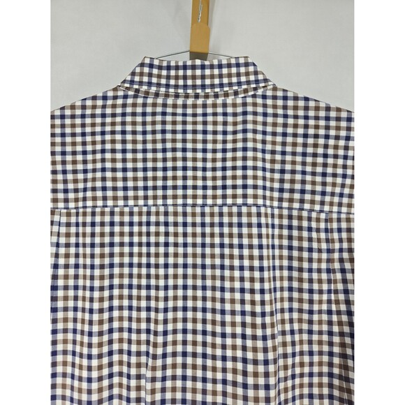Paul & Shark Yacht Club Ocean Team Blue Brown White Checked Button Down 3X - Picture 9 of 9